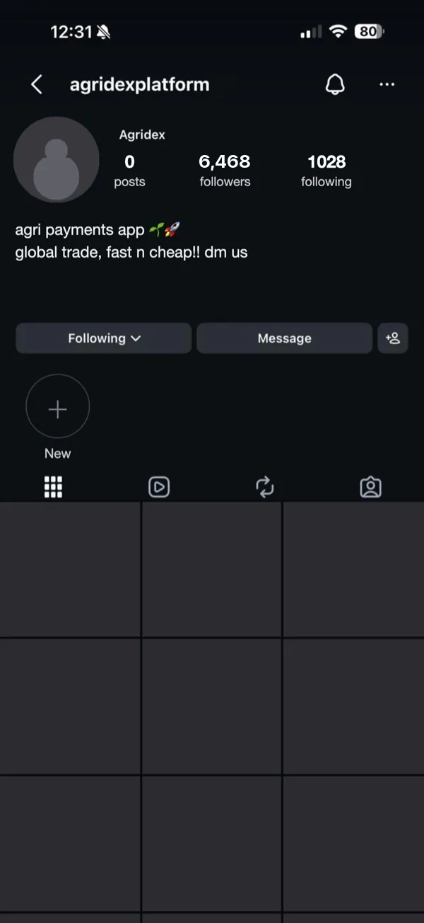 The same Agridex page before - stripped and unbranded
